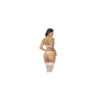 Ensemble 3 pièces blanc Emmie, soutien gorge, porte jarretelles avec fausse fourrure et string assorti 
